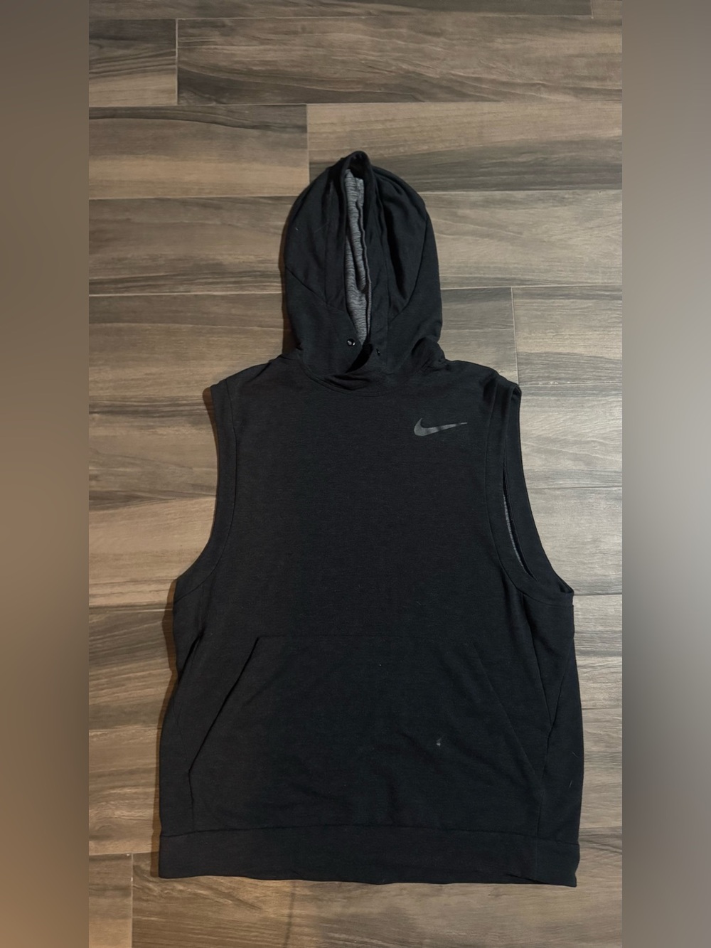 Nike Black Hooded Dri-FIT Tank with Gray Lining